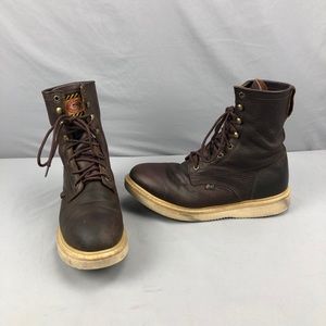 Justin WK908 Lace Up Soft Toe Western Rancher Work Boots Mens Size 13 W Brown